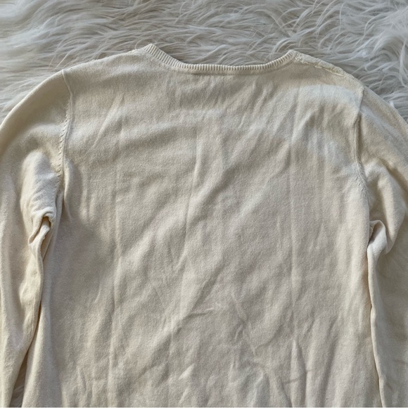 Ann Taylor loft cream lace front king sleeve cardigan button sweater - Picture 9 of 10